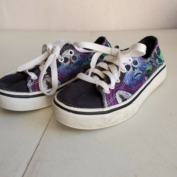 MONSTER JAM  Grave Digger boy's canvas lace-up shoes SIZE 13 - Picture 1 of 7